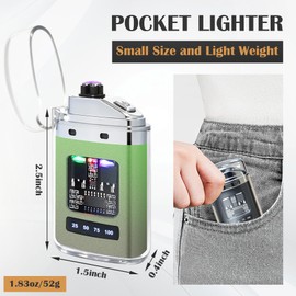 BAJISA 2 Pack Electric Lighter - USB Rechargeable Plasma Lighters, Windproof Plasma Lighters, Pocket Metal Lighter with LED Battery for Candle Party, Outdoor Camping（Black+Pine Green）