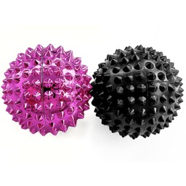 2 x DBT Skills Hedgehog Ball, Magnetic High Stress Acupressure Ball, for Stress Relief or Massage, Against Tension and for More Mobility and Concentration (Black/Pink)