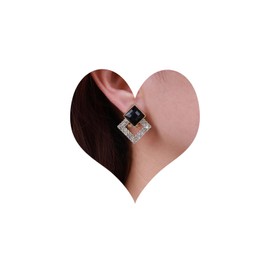 Inateannal Vintage Black Crystal Square Earrings Onyx Square Stud Earrings Rhinestone Square Earrings Gold CZ Hollow Square Earrings Jewellery for Women and Girls, Crystal