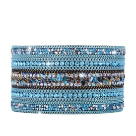 Morella ladies’ armband glitter bracelet, wide, decorated with zirconia stones and magnetic closure, Base Metal