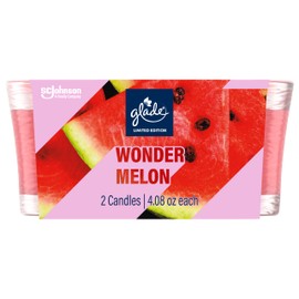 Glade Candles, Wonder Melon Limited Edition, Fragrance Infused with Essential Oils, 8.16 oz Total, 2 Pack