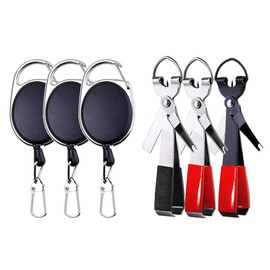 フィッシングクイックノットタイイングツール3セットステンレス鋼4 in 1ツールクイックノットノッターフライラインクリッパーフックシャープナーフックアイクリーナージンジャーリトラクター付き