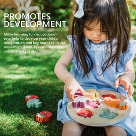 Happy Veggies Wooden Puzzle Board - Includes 6 Play Food Vegetables - Shape Sorter Wooden Puzzles for 1 Year Old, Toddler - Educational Montessori Early Development & Activity Toys by Orange Tree Toys