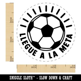 Llegue a la Meta Soccer Football Ball Goal Spanish Teacher Stamp Self-Inking Rubber Stamp for Stamping Ink Stamper Crafting Planners - 3/4 Inch Small - Orange Ink