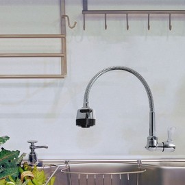 Wall-Mounted Single-Lever Chrome Cobra Faucet with Flexible Spout - Replacement Single-Lever Chrome
