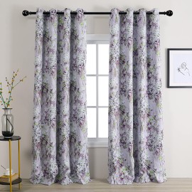 MYSKY HOME Purple Curtains 95 inch Length 2 Panels, Floral Curtains for Bedroom/Living Room Drapes, Vintage Elegant Grommet Window Treatments