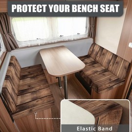 Whosucclay Brown Wood Grain RV Cushion Covers,RV Cushion Covers Dinette Booth Seats Washable Cushion Slipcovers with Non Skid and Elastic for Kids,Pets