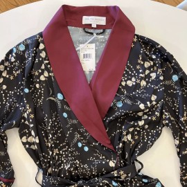 Nordstrom BED TO BRUNCH for Nordstrom READY TO WEAR Black Botanical Robe Small S NEW