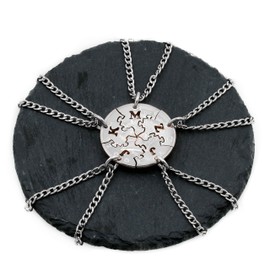 5 Puzzle Piece Family Necklaces with Custom Initials, Hand Cut Coin, By NameCoins