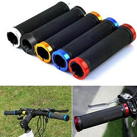 Riloer 2 x MTB Bike Double Lock-on Grips Handlebar Grips Made of Soft Aluminium Alloy Gold