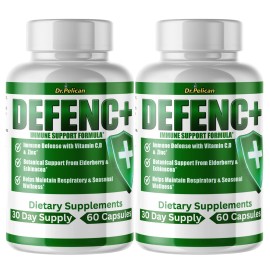Pelican Vitamins Defenc+- Immune Support- 2 Bottles- 120 Capsules
