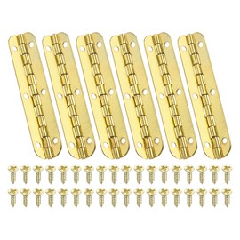 PATIKIL 6pcs Small Piano Hinges 2.6" x 0.6" Mini 90 Degree Jewelry Box Hinges (Golden) with Screws for Jewelry Wood Boxes