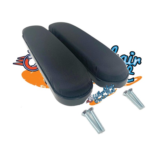 One Pair (2), Universal Fit Desk Length (10in) Black Nylon Padded Wheelchair Armrest