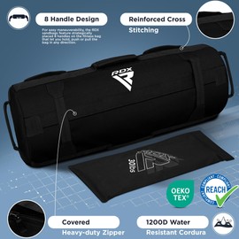 RDX Sandbag for Fitness Weights Training, Unfilled Power Bags with Handles, 5-200 LBs Adjustable Weighted Slam Bag for Strength Powerlifting Running Heavy Workout Home Gym Exercise, Sold AS UNFILLED