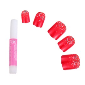 BIUDECO 48pcs Glitter Full Cover Short Square Fake Nails Sparkling Embellishments for Women for Parties Daily Wear and Special Occasions