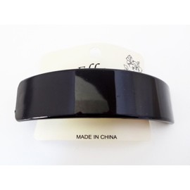 Ellas Black Barrette Solid Color Silver Metal French Style Clasp Ellas