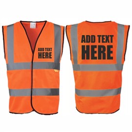 Brook Hi Vis, ORANGE Hi Vis Safety Vest Custom Printed Waistcoat, Personalise Front and Back, Brand Your Company Logo, Small