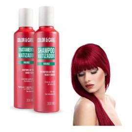 Shampoo Matizador Rojo + Tratamiento Con Keratina Nefertiti