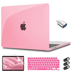 CISSOOK for MacBook Air 15 Inch 2023 2024 2025 Case M3 Pink, Plastic Hard Shell Case with Keyboard Cover for MacBook Air 15 M2 M3 M4 Model A2941 A3114 A3241, Crystal Pink