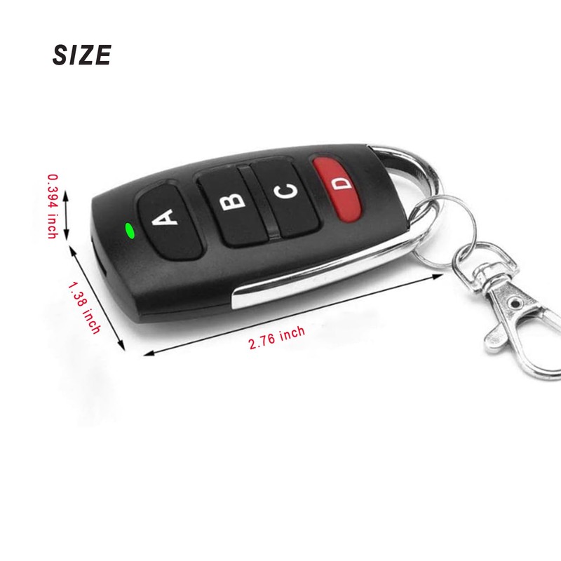 Bkiyougo 4Pcs 433mhz remote, garage remote control key fob, garage