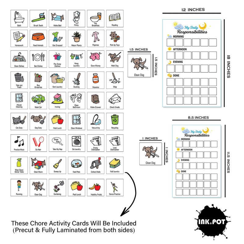 Inkdotpot Kids Daily Responsibility Checklist, to-Do List- Daily Routine- Chore