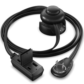 Maximm Extension Cord with On/Off Switch and Cradle, 2-Prong Flat Plug, 16 AWG, UL Certified, Black – 3 Feet – Easy Foot-Controlled Power for Indoor Use