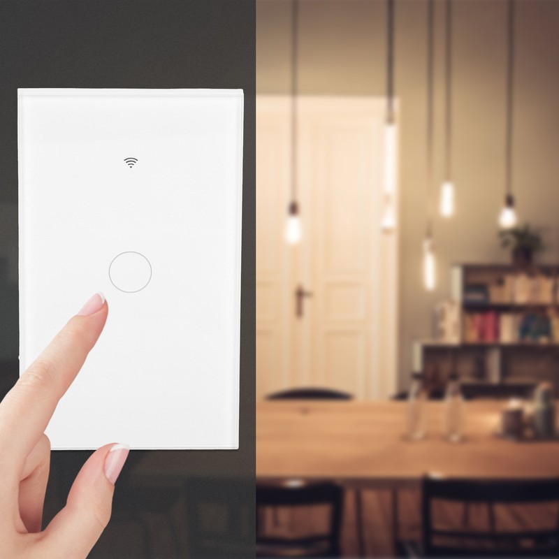 Intelligent WIFI Touch Switch Single Fire 1 Channel White AC