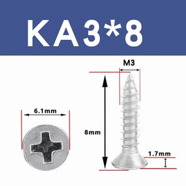 50 Pcs Self Tapping Screws, M3 x 8mm Multi Purpose Screws, 304 Stainless Steel, Phillips Flathead Screws for Wood, Drywall and Furniture