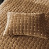 Velvet Quilt Set Queen Size, Luxury Geometric Design, Gold Caramel