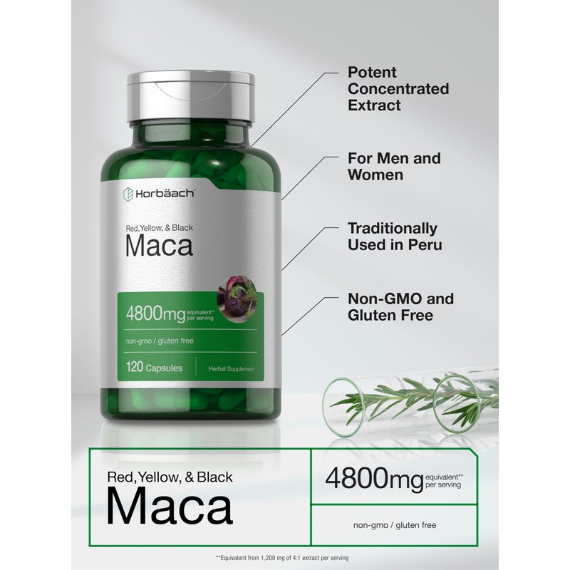 Horbäach Maca Root Capsules for Men and Women | 120