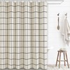Farmhouse Plaid Shower Curtain Beige Linen Shower Curtains for Bathroom