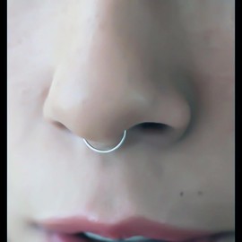 Amoina Fake Nose Ring Set Faux Nose Ring Fake Nose Ring Hoop Double Fake Nose Ring Fake Nose Piercing for Women Men