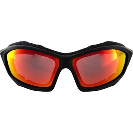 Global Vision Eyecon Foam Padded Motorcycle Safety Sunglasses Black Frames & G-Tech Red Mirror Lenses