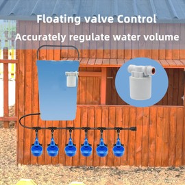 Automatic Chicken Waterer – Float Controlled 6 pcs Chicken Water Cups with Hose Fitting, No-Spill Chickens Watering System,Quick-Connect Poultry Water Dispenser.