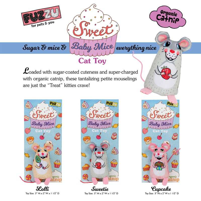 FUZZU Sweet Baby Mice, Mouse Cat Toy in with Organic