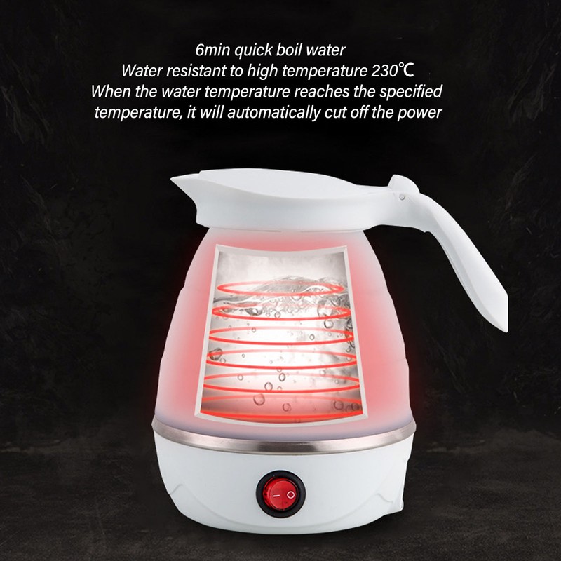 0.6L Folding Electric Kettle 600W Collapsible Water Boiler Portable Silicone
