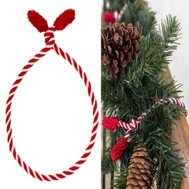 Haute Decor Decorative Twist Ties, 6 Pack, 20 inches (Red and White) - Hang Garland, Lights, Decorations