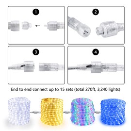 Brizled 18ft 216 LED Rope Lights, 120V ETL Listed Plugin Rope Lights Connectable Daylight White Indoor Outdoor Rope Lights Flexible LED Tube Lights for Holiday, Garden, Yard, Corridor and Patio Decor