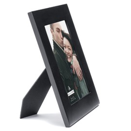 Malden International Designs Wide Linear Wooden Picture Frame, 5 by 7-Inch, Black