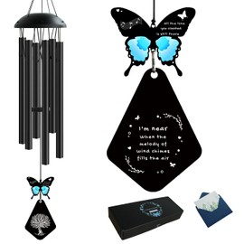 CAKAWIND Memorial Wind Chimes for Loss of Loved One,32" Butterfly Sympathy Wind Chimes for Loss of Mother Father Son Daughter,Bereavement Condolence Remembrance Funeral Gifts for Loss of Mom Dad.