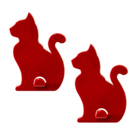 KalaMitica - Set of 2 Hooks for Magnetic Wall Board with Strong Magnet - Red Cats