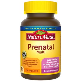 Nature Made Prenatal Multi, 90 Tablets, Folic Acid + 17 Prenatal Vitamins & Minerals to Support Baby Development and Mom, Vitamin D3, Calcium, Iron, Iodine, Vitamin C, and More (Pack of 3)