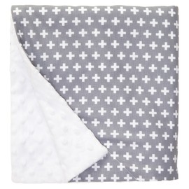 Baby Elephant Ears Large Pram/Crib Blanket Wrap - Grey Stars/Cross Design