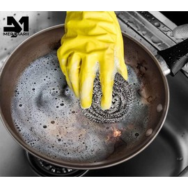 10pk Heavy Duty Galvanised Steel Scourers, Heavy Duty Scouring Pads, Stainless Steel Scrubber for Kitchen (38gm approx per Scourer)