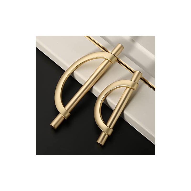 Amerdeco 6 Pack Brushed Gold Cabinet Pulls 3.75 Inch(96MM) Hole