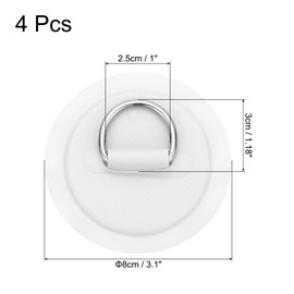 PATIKIL 3.1" Paddle Board D Rings, 4 Pcs Stainless Steel D-Ring PVC Patch Pad No Glue Include for Raft Kayak Inflatable Boat Surfboard, White