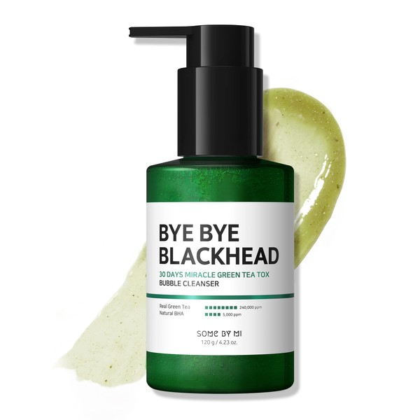 SOME BY MI Bye Bye Blackhead 30 Days Miracle Green Tea Tox Bubble Cleanser / 4.23 Oz, 120g / Pore Cleaning, Brightening and Tannin Complex Cleanser / Restoring Skin Balance for Sensitive Skin / Facial Skin Care