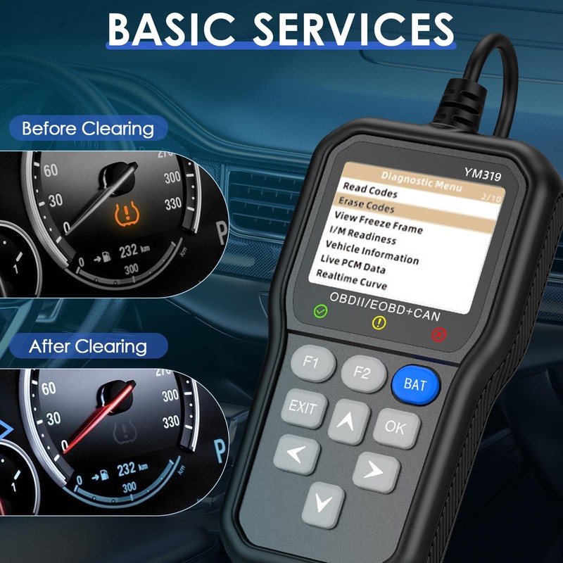 Anluomania OBD2 Diagnostic Device Car, Car Reader with OBD2 Functions,