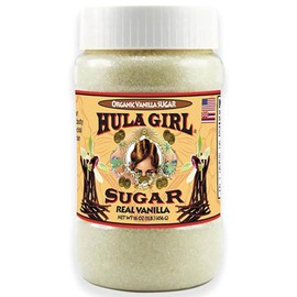 HULA GIRL ORGANIC VANILLA SUGAR 16OZ (1LB) JAR - MADE WITH REAL LARGE FRESH VANILLA BEANS (1 Pack)