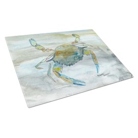 Caroline's Treasures SC2004LCB Blue Crab #2 Watercolor Glass Cutting Board Large Decorative Tempered Glass Kitchen Cutting and Serving Board Large Size Chopping Board